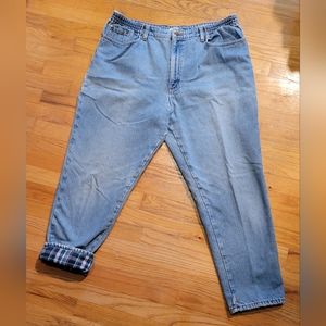 L.L. Bean Women's Plaid Flannel Lined Jeans